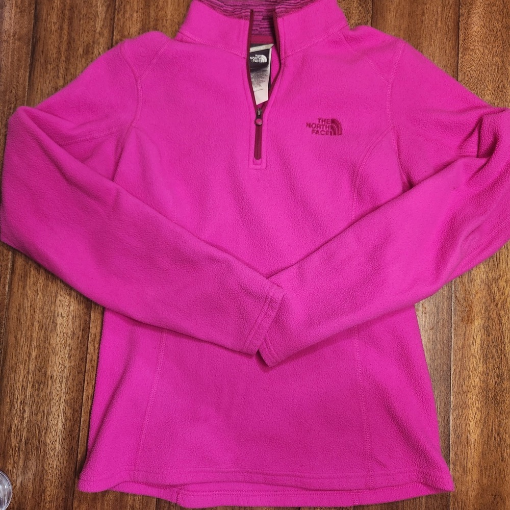 The North Face Womens XS Fleece Pullover Jacket Pink 1/4 Zip Outdoor Casual